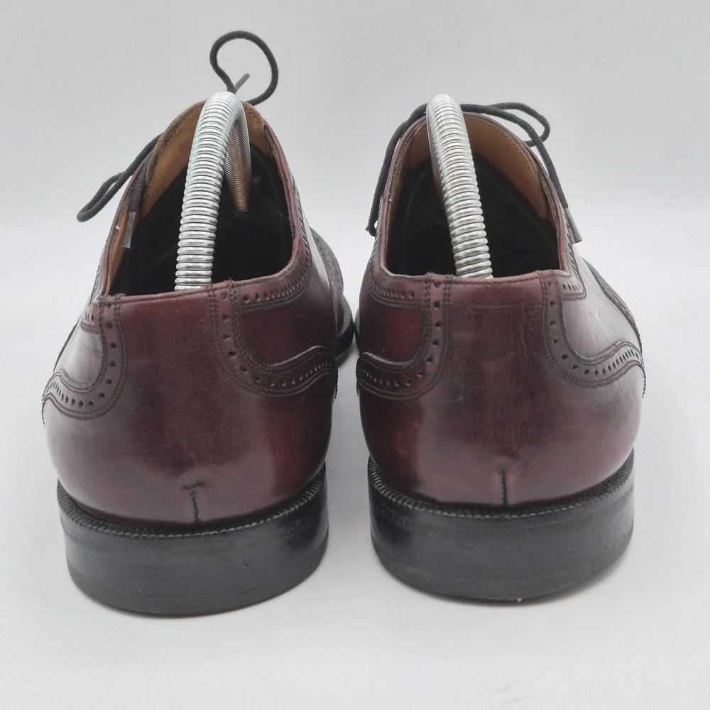 Mezlan Shoes Mens Size 9.5 Burgundy Florence Oxford Cap Toe Brogue Leather Dress
